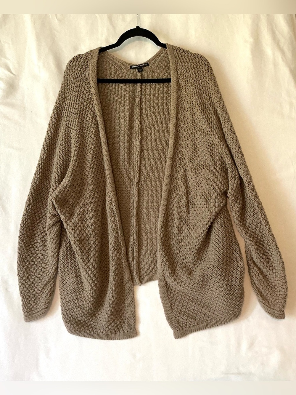 Brandy Melville O/S Loose Woven Lt Brown Open Cardigan Oversized Grandpa Sweater